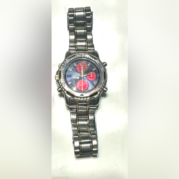 Seiko 7T32-6B89 World Timer Chronograph Quartz Red Blue Dial Men’s Watch - Picture 3 of 11